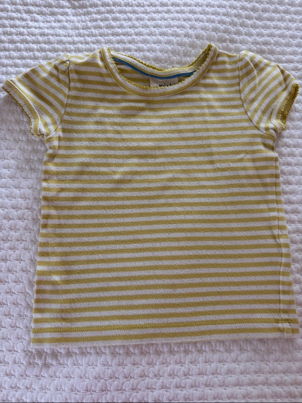 Mini Boden Yellow and White Striped Short Sleeve Tee, size 4-5Y